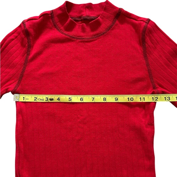 Red American Eagle Mock Neck Long Sleeve Crop Shirt - Picture 5 of 5